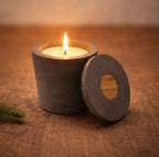 Bougie béton marron artisanale rechargeable — Parfums de Grasse | Grain de Béton