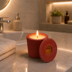 Bougie béton brique terracotta artisanale rechargeable — Parfums de Grasse | Grain de Béton