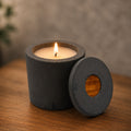 Bougie béton gris artisanale rechargeable — Parfums de Grasse | Grain de Béton