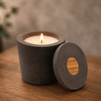 Bougie béton marron artisanale rechargeable — Parfums de Grasse | Grain de Béton