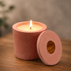 Bougie béton rose artisanale rechargeable — Parfums de Grasse | Grain de Béton