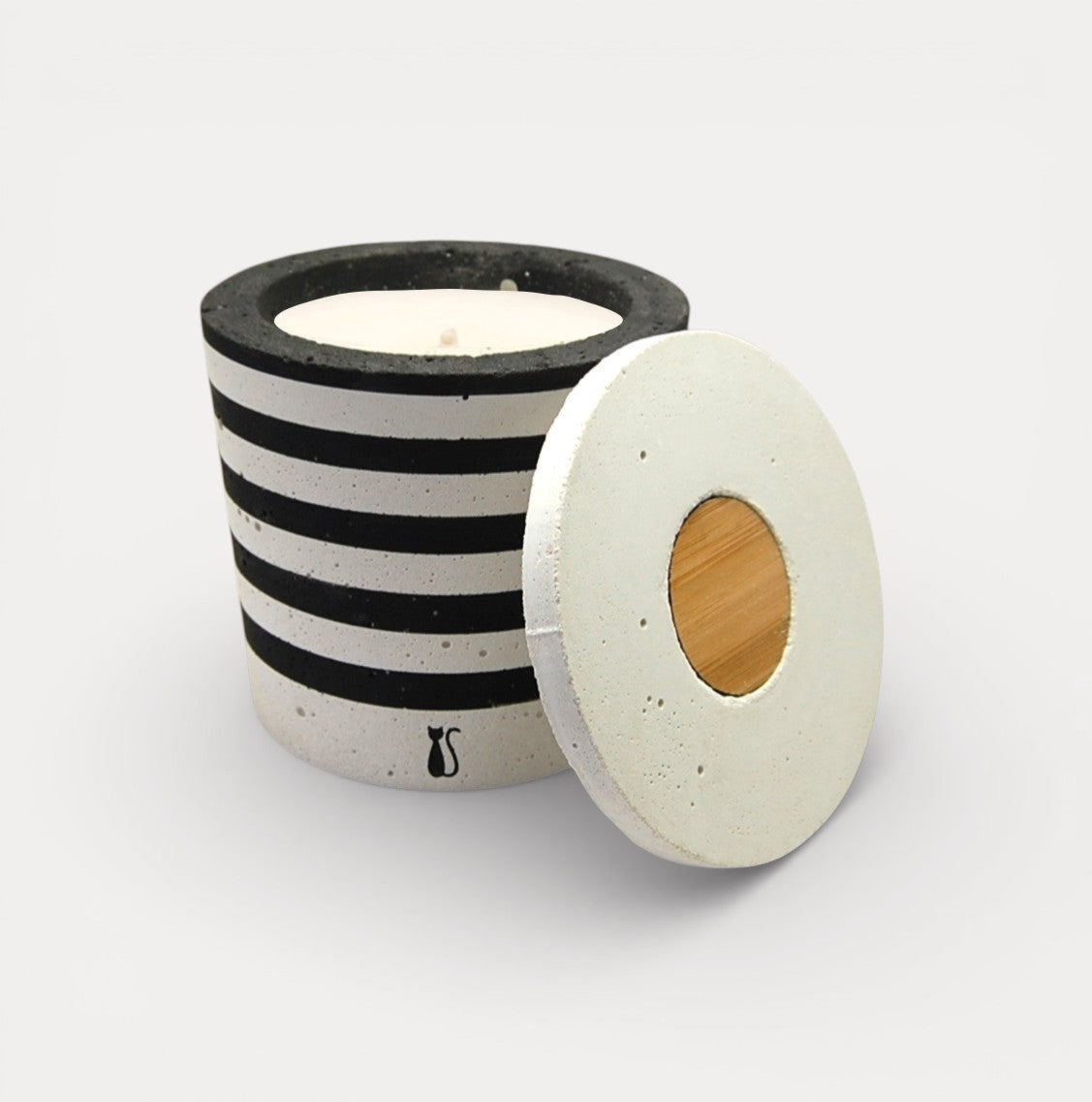 Bougie Marinière Béton Blanc/Noir