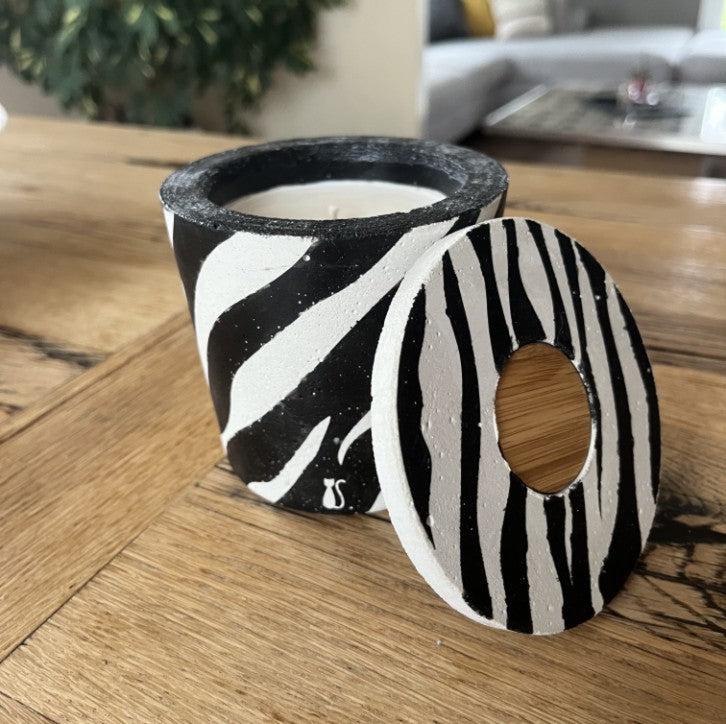 Bougie Motif Béton zèbre