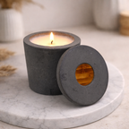 Bougie béton gris anthracite artisanale rechargeable — Parfums de Grasse | Grain de Béton