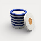 Bougie béton marinière blanc/bleu marine — motif rayures fait main Grain de Béton