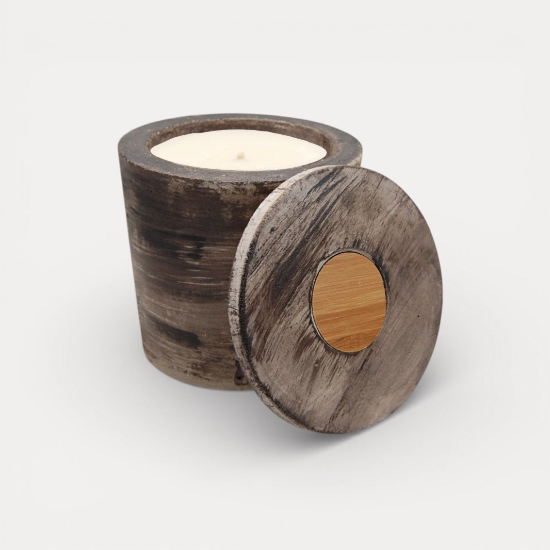 Bougie Artistique Béton Blanc/Marron