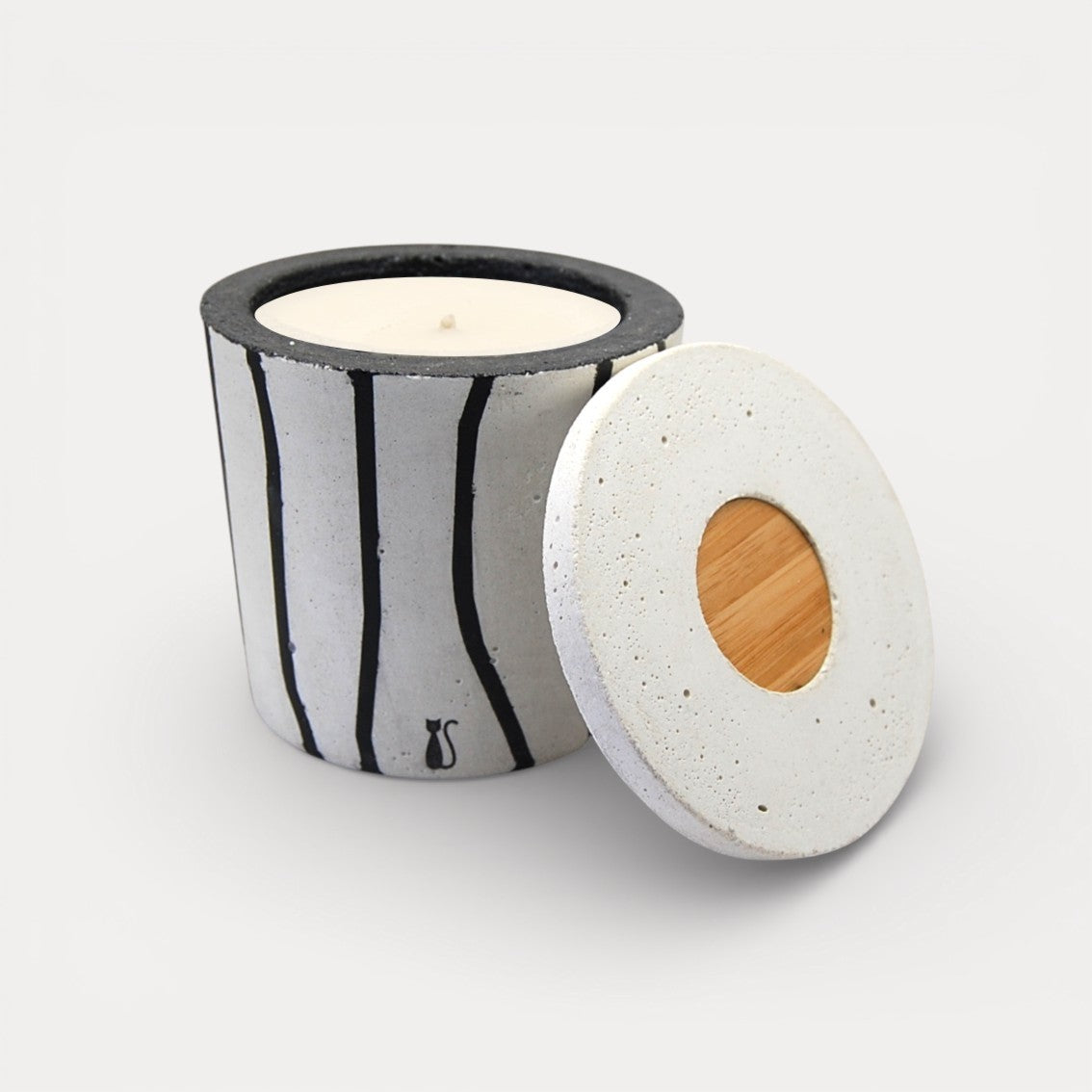 Bougie Graphique Béton Blanc/Noir