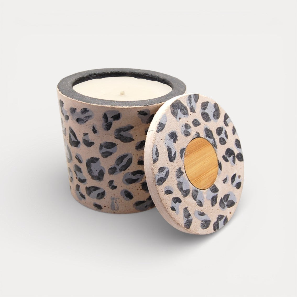 Bougie Motif Béton Léopard Gris