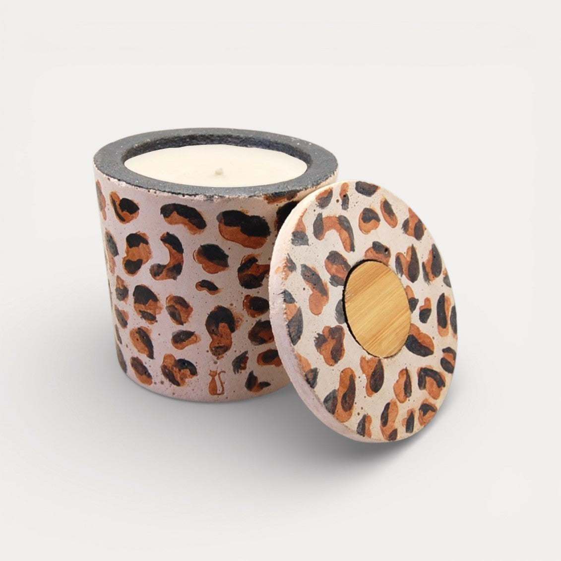 Bougie Motif Béton Léopard Marron